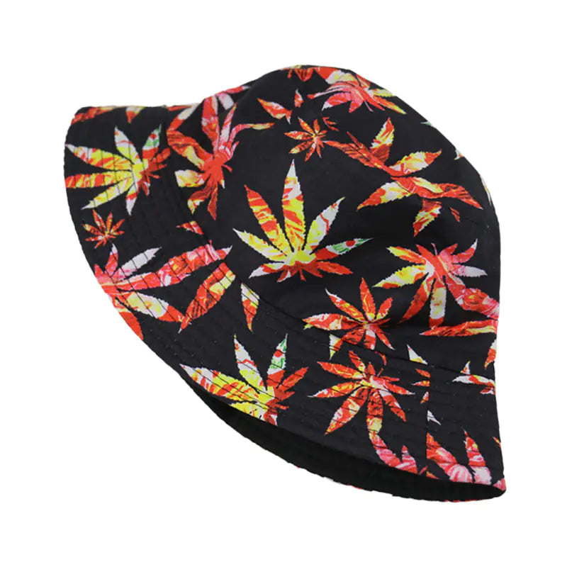 Trendy Printed Maple Leaf Bucket Hat for Outdoors