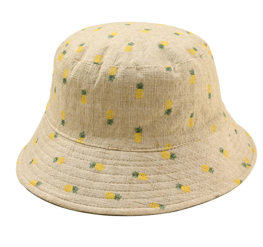 Pineapple Pattern Fisherman Hat - Sun Hat (Flat Top)