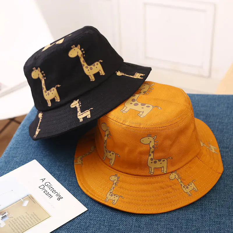 Cartoon Giraffe Bucket Hats for Kids - Outdoor & Beach