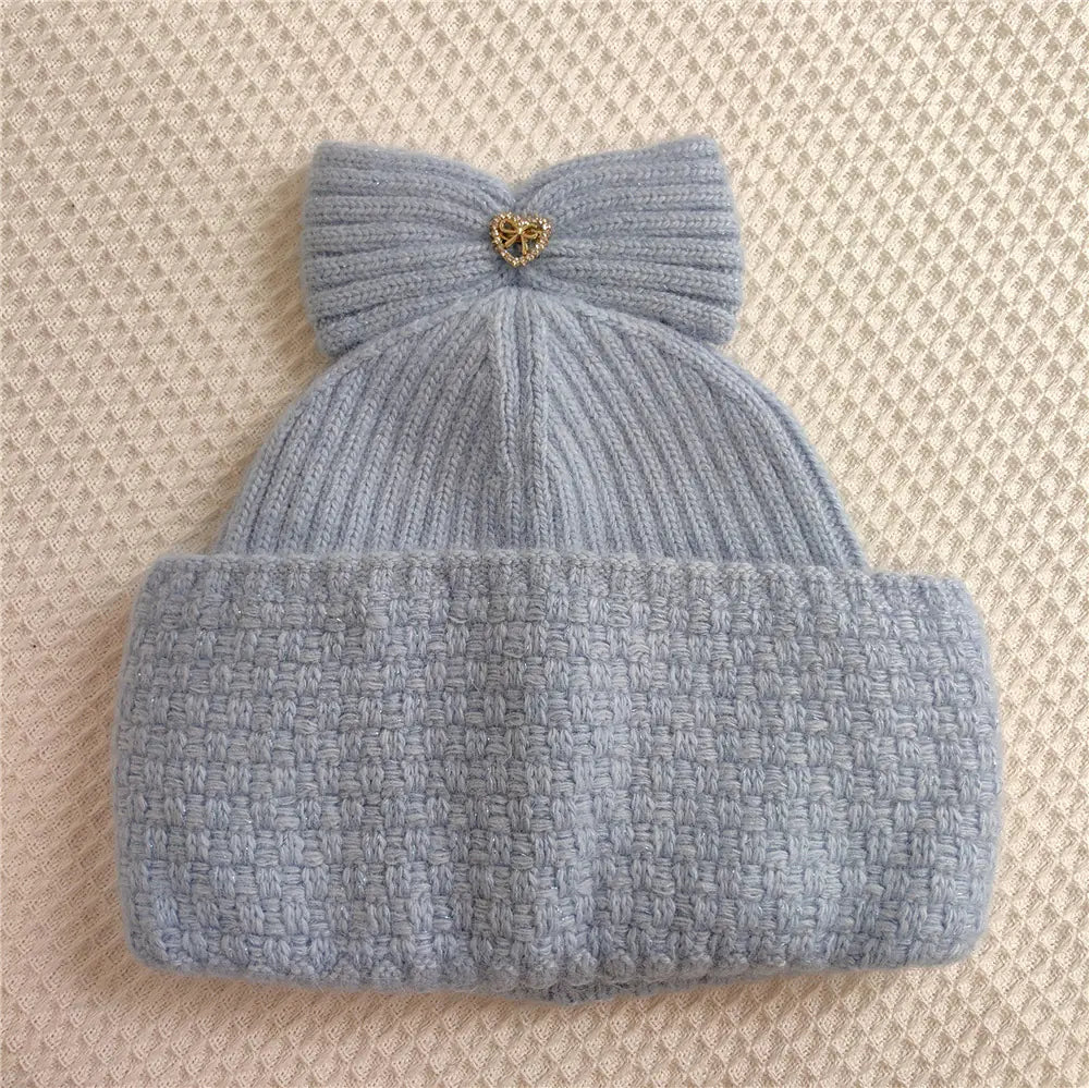 Cute Bowknot Rabbit Knitted Hat for Kids