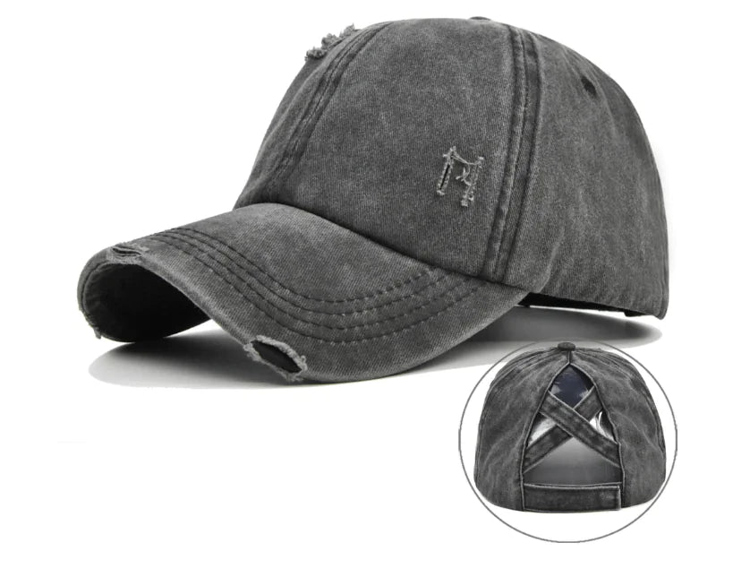 Distressed Baseball Cap - Solid Color Sun Hat