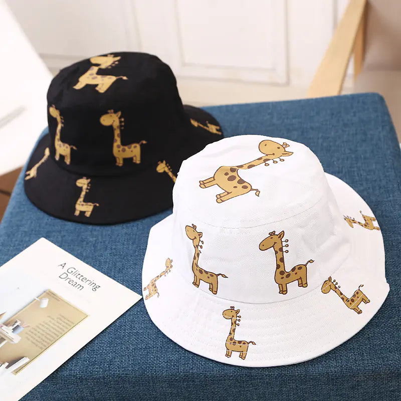 Cartoon Giraffe Bucket Hats for Kids - Outdoor & Beach