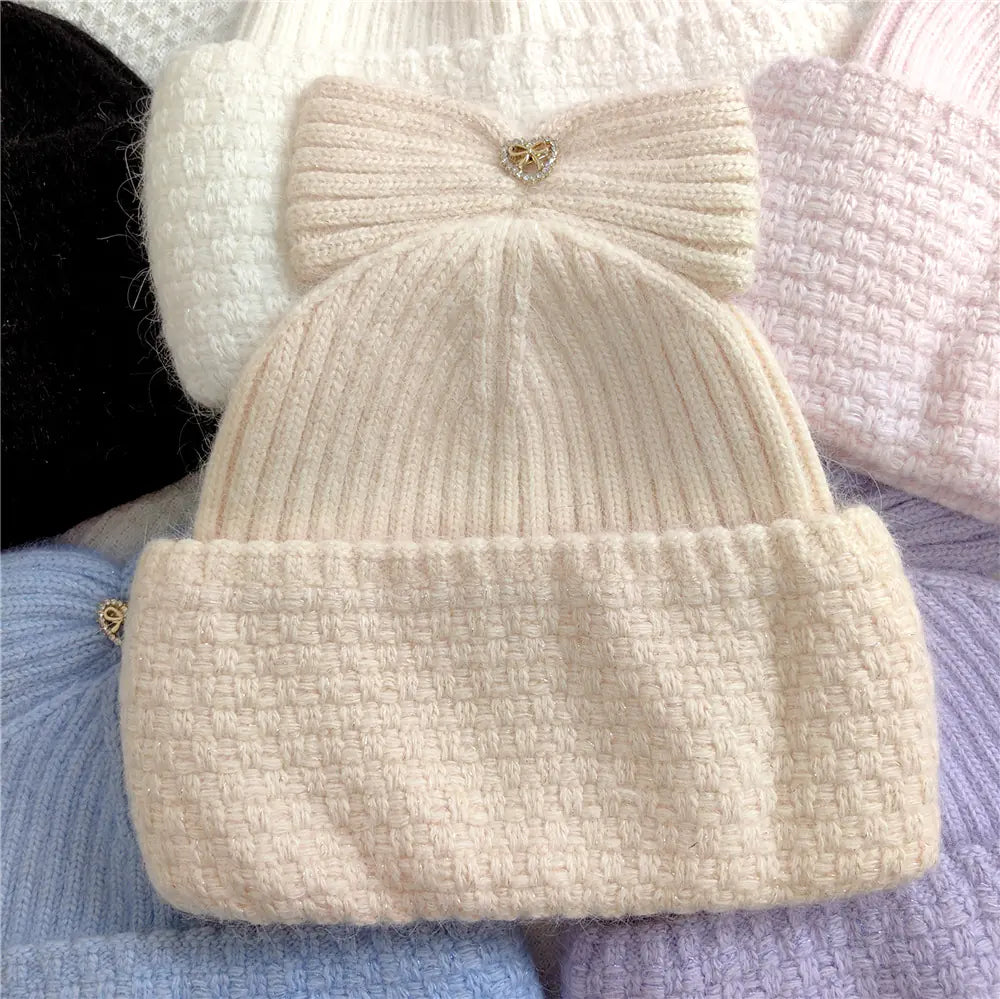 Cute Bowknot Rabbit Knitted Hat for Kids