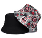 Rose Skull Print Bucket Hat