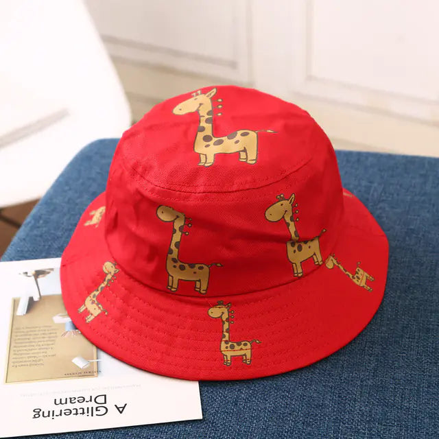 Cartoon Giraffe Bucket Hats for Kids - Outdoor & Beach
