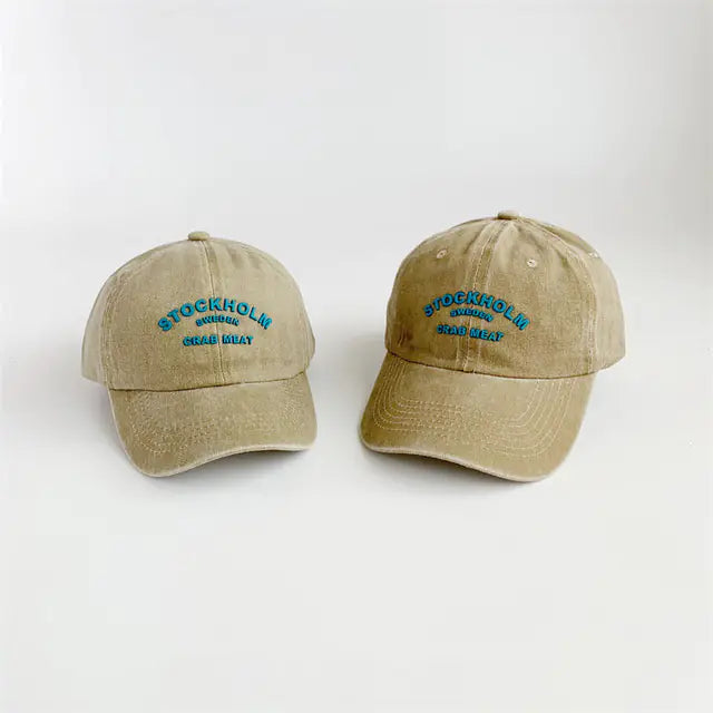 Retro Letter Baseball Caps for Kids - Spring/Summer