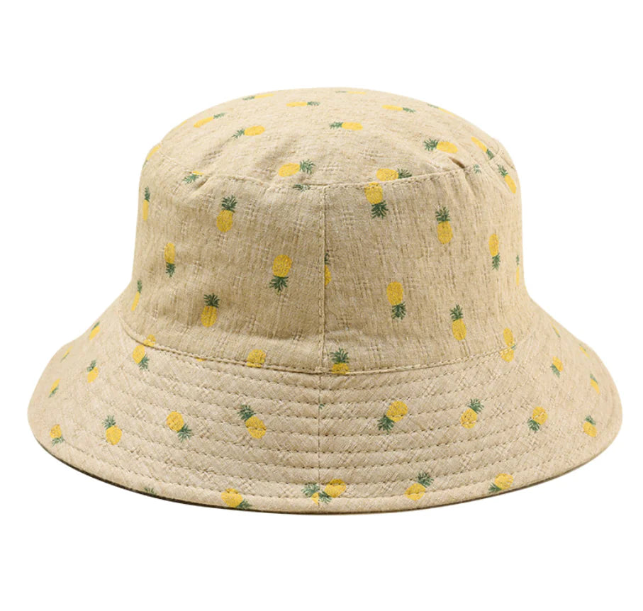 Pineapple Pattern Fisherman Hat - Sun Hat (Flat Top)