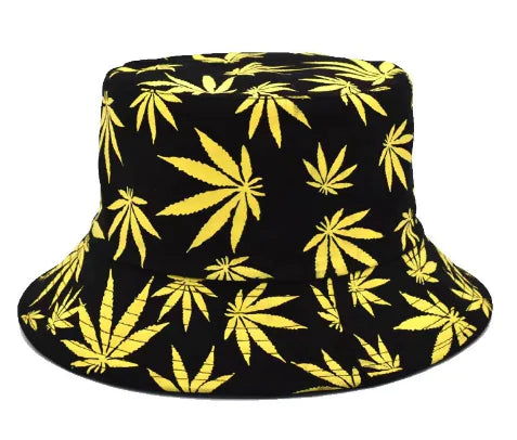 Trendy Printed Maple Leaf Bucket Hat for Outdoors