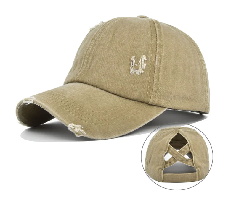 Distressed Baseball Cap - Solid Color Sun Hat